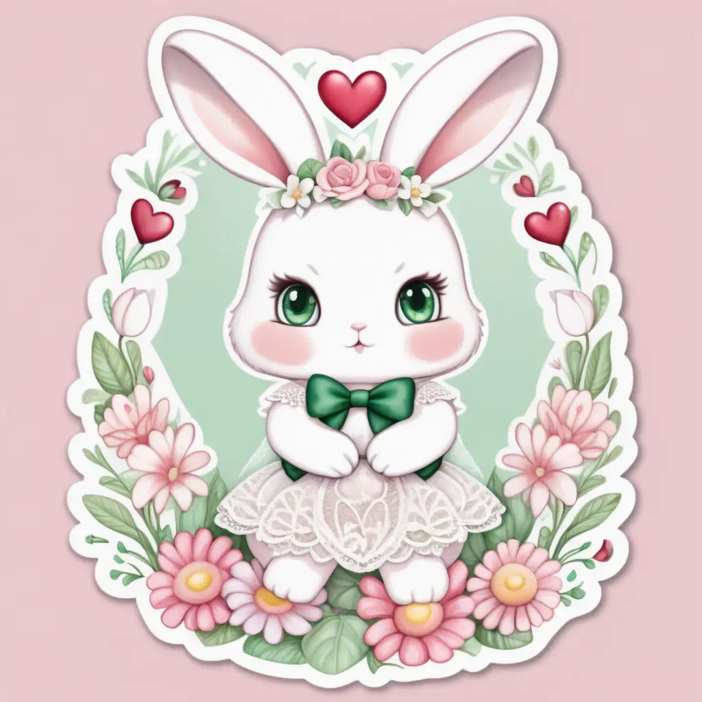 Adorable Fairytale Baby Bunny in Lace Dresses Valentines Day Delight
