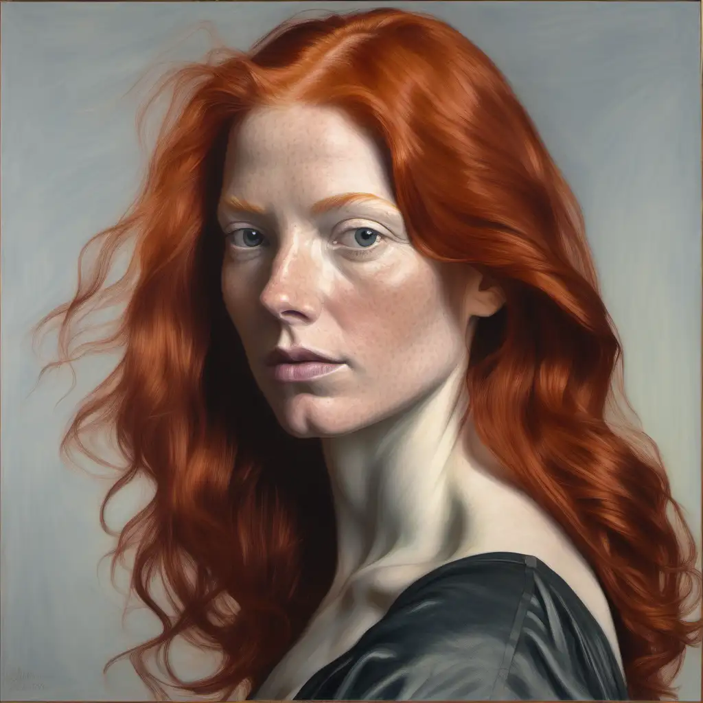 Glamorous RedHaired Woman Portrait with Subtle Gaze