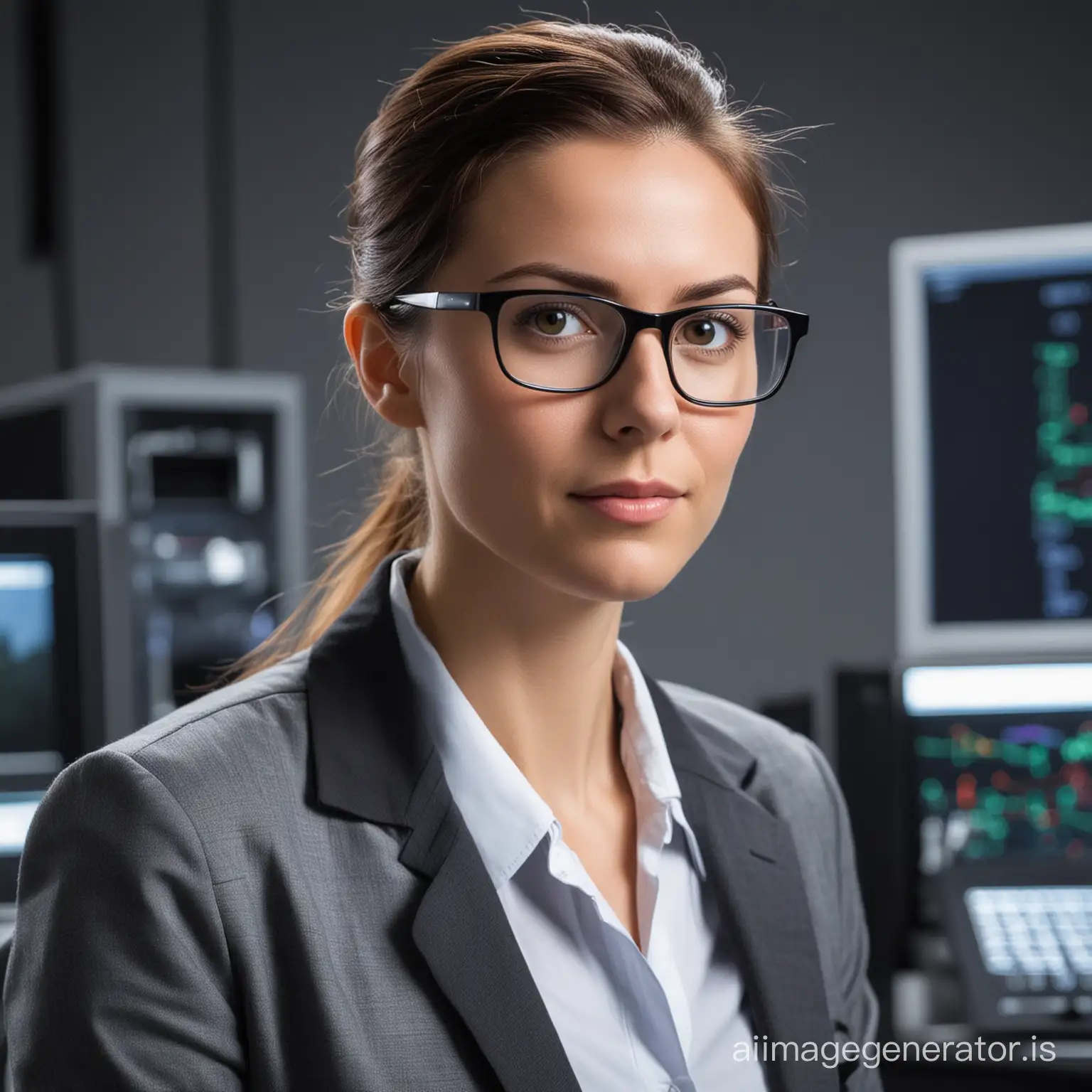 make me a picture of a female computer scientist