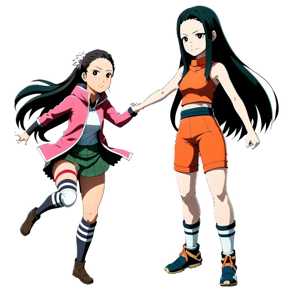 Nezuko from demon Slayer playing with naruto