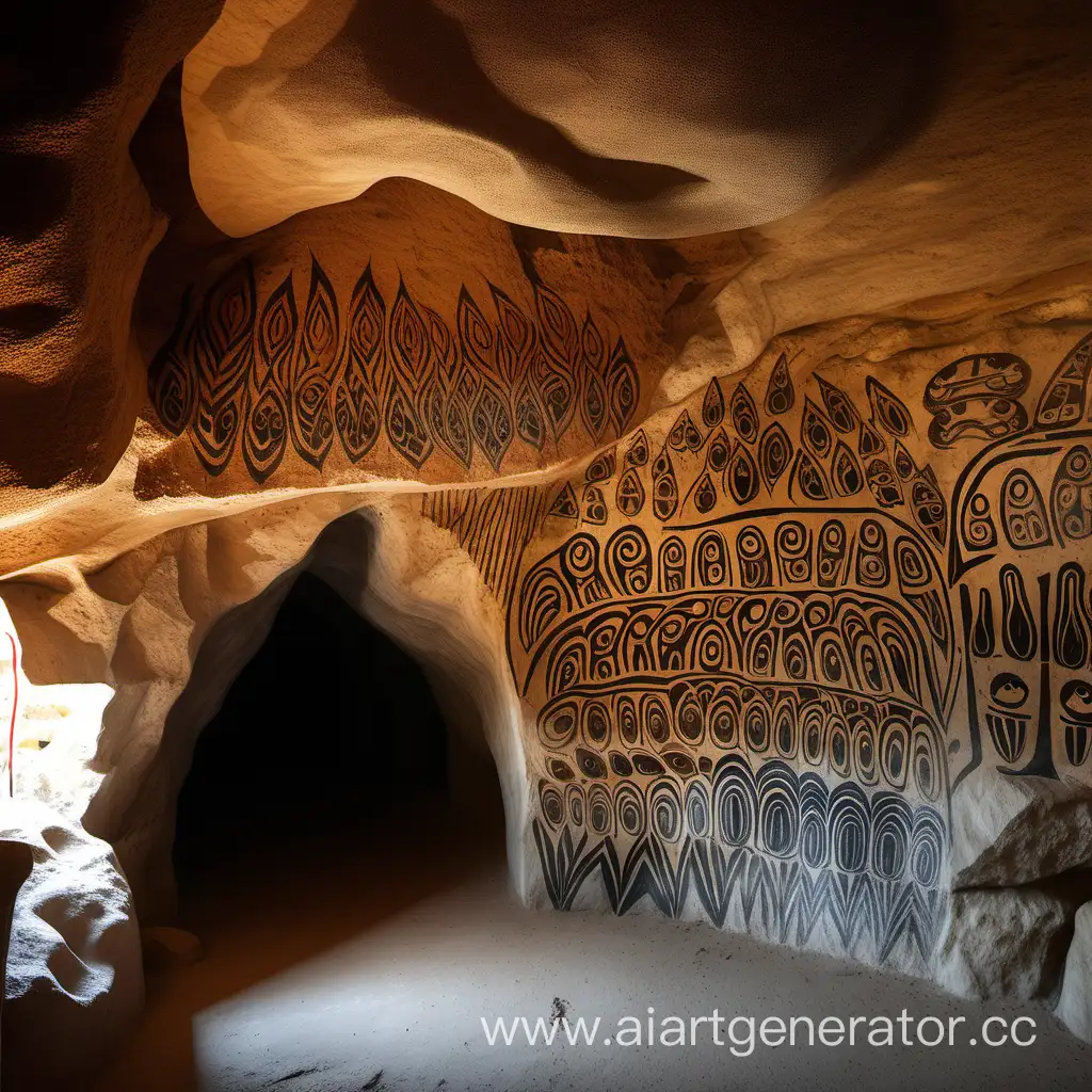  нарисованные изображения на стенах пещер, рисунки на камнях и животных шкурах