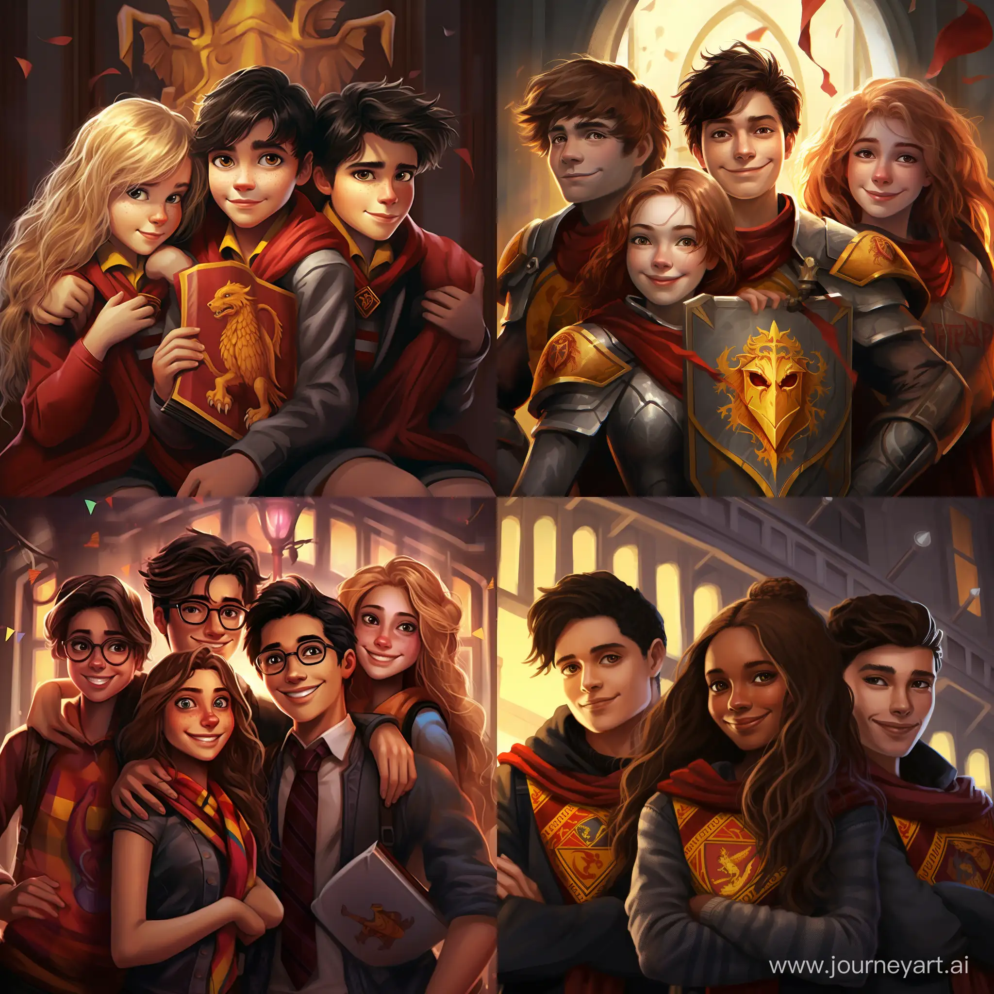 Gryffindor-Friends-in-HighQuality-Cartoon-Art-at-Hogwarts