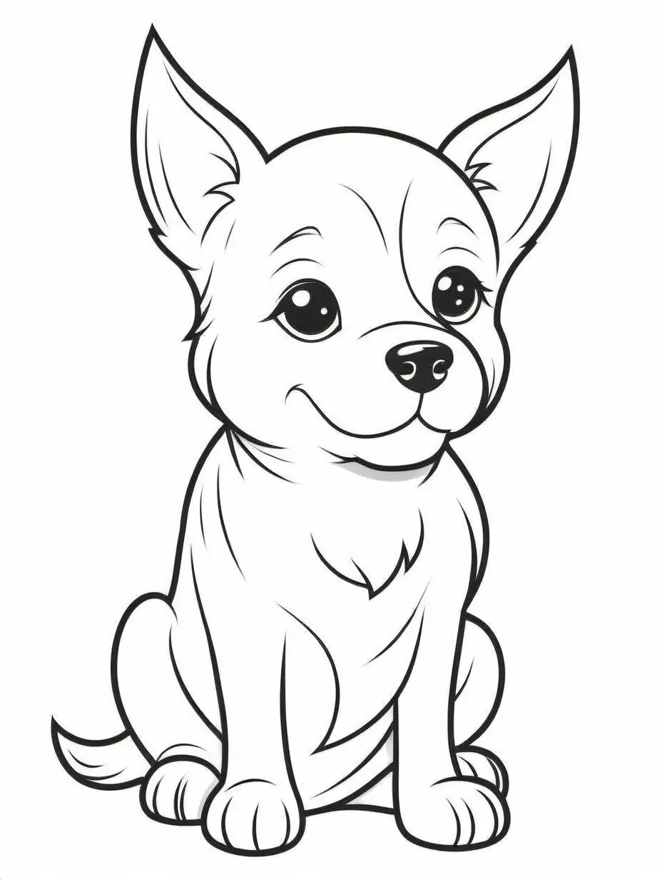 simple cute DOG
coloring page
line art
black and white
white background
no shadow or highlights