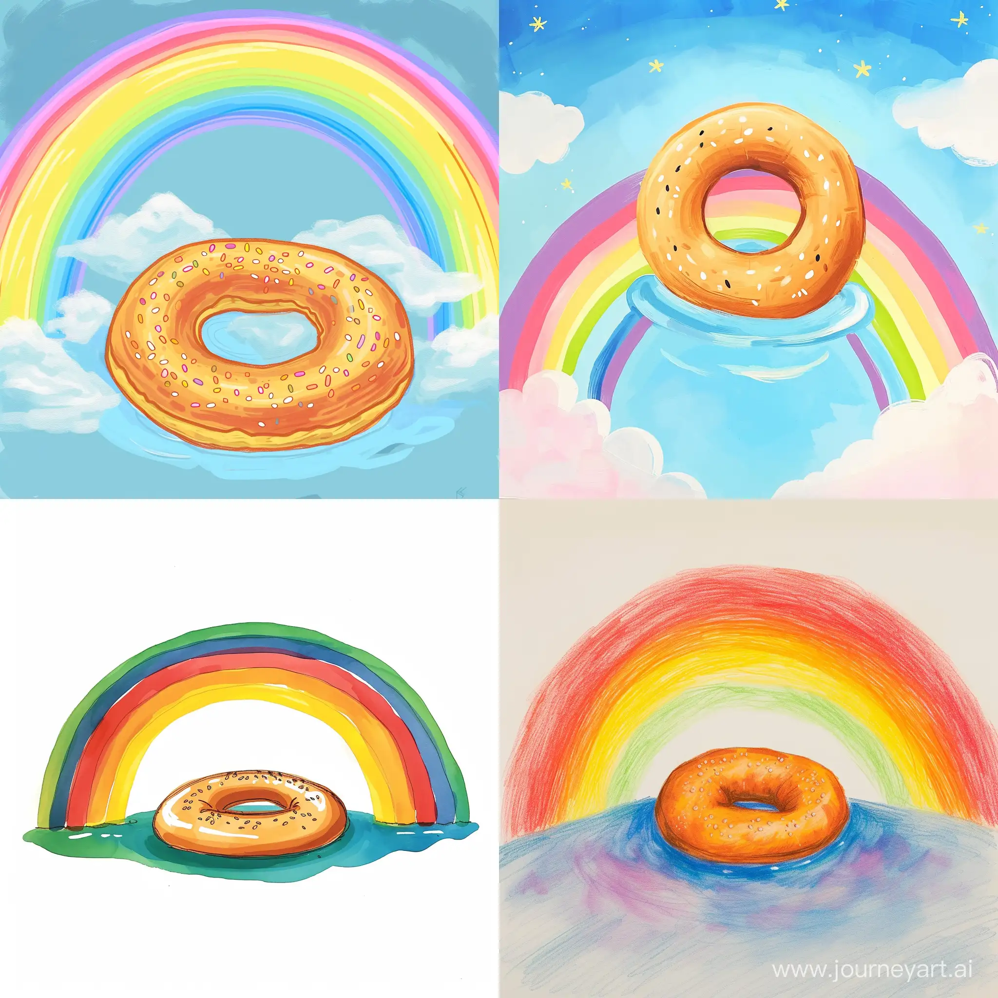 Colorful-Floating-Bagel-in-a-Vibrant-Rainbow