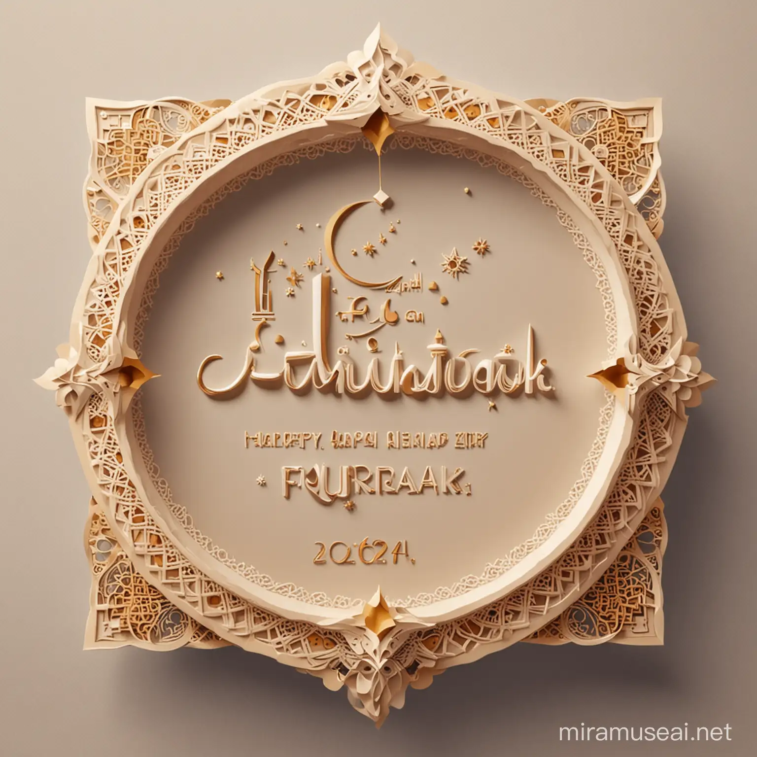 Eid Mubarak 2024 Modern Aesthetic Greeting Card with Cultural Elegance