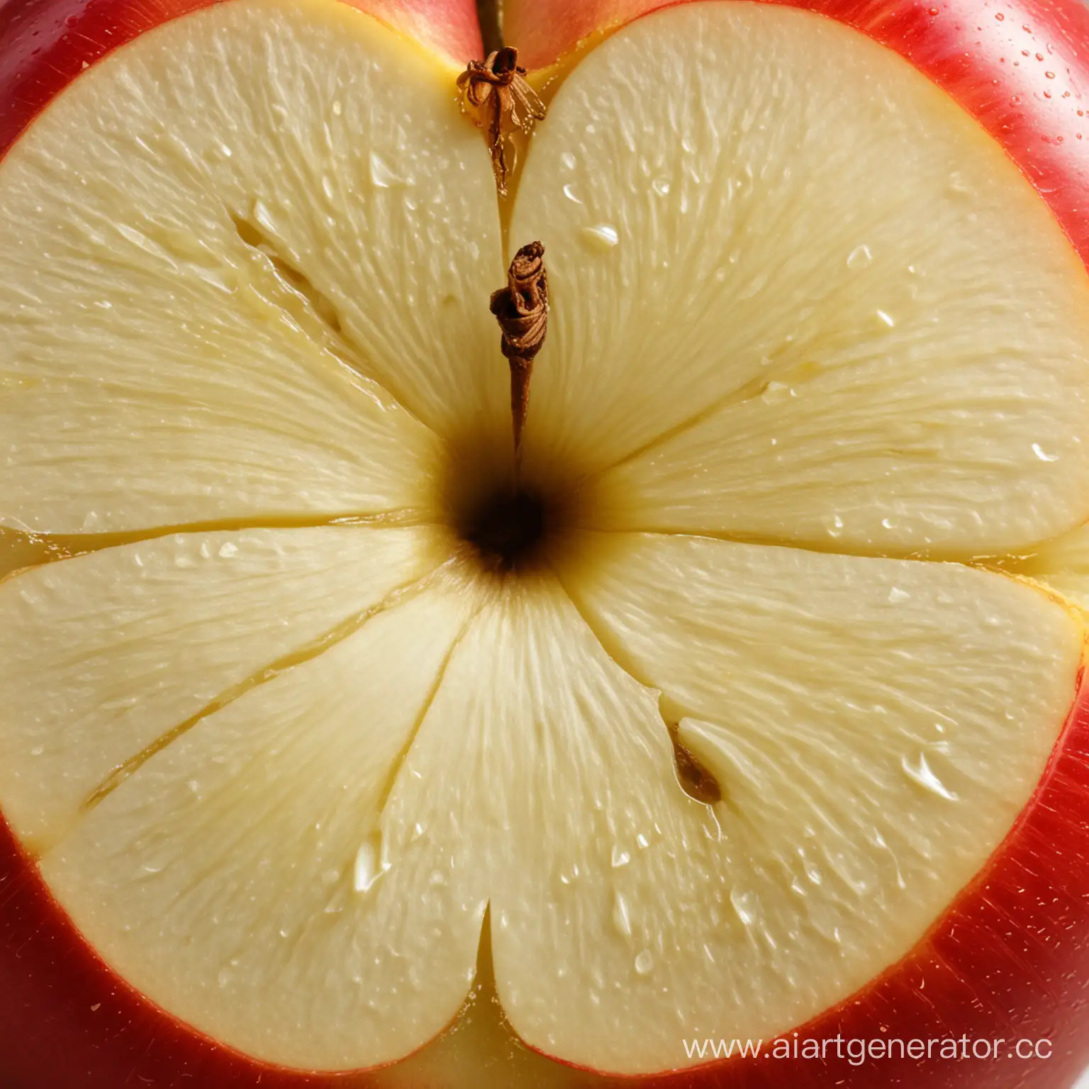 Beautiful and very appetizing apple cut into a piece
