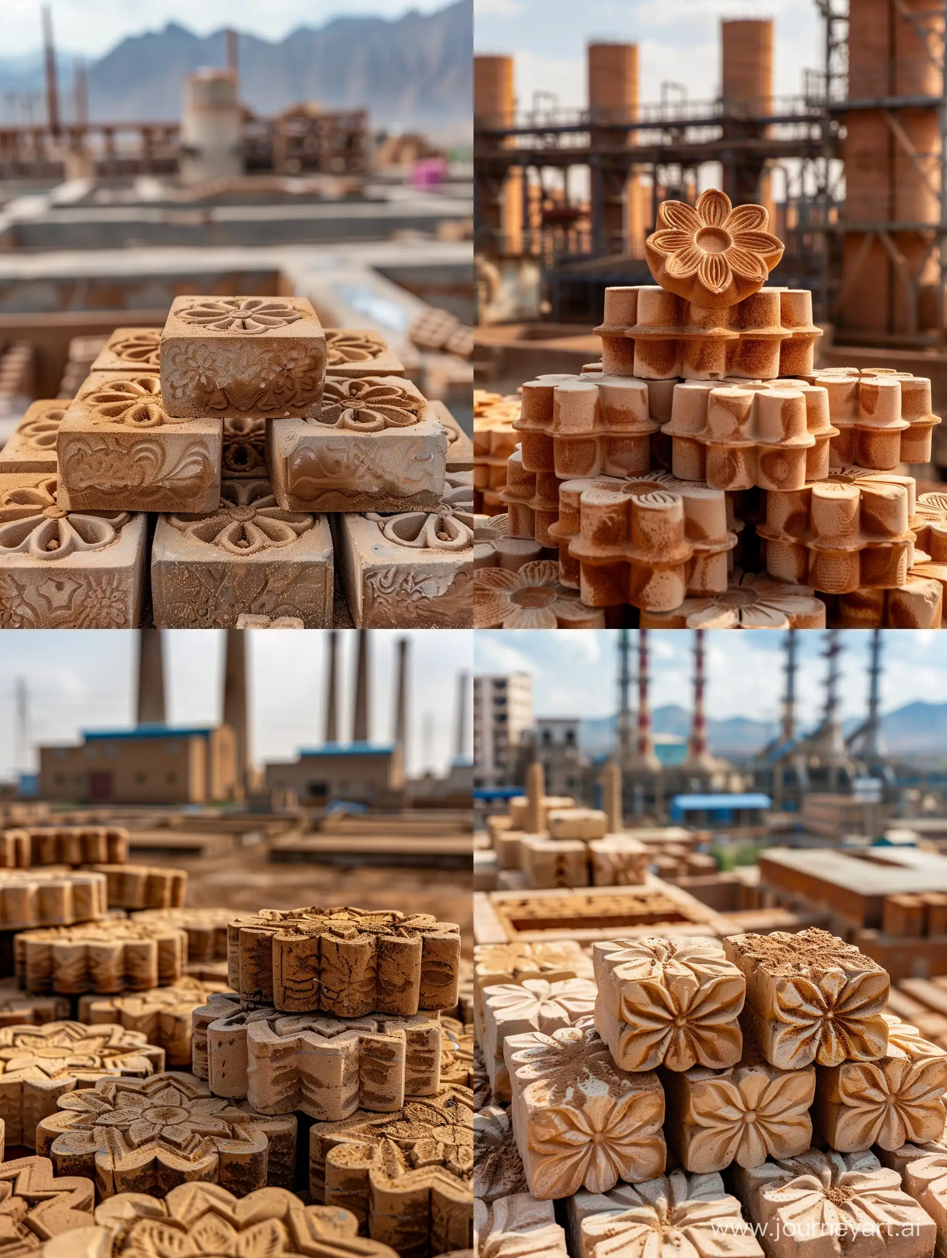 Artistic-Arrangement-of-Shirazi-ThreeFlower-Bricks-in-Focalized-Brick-Factory