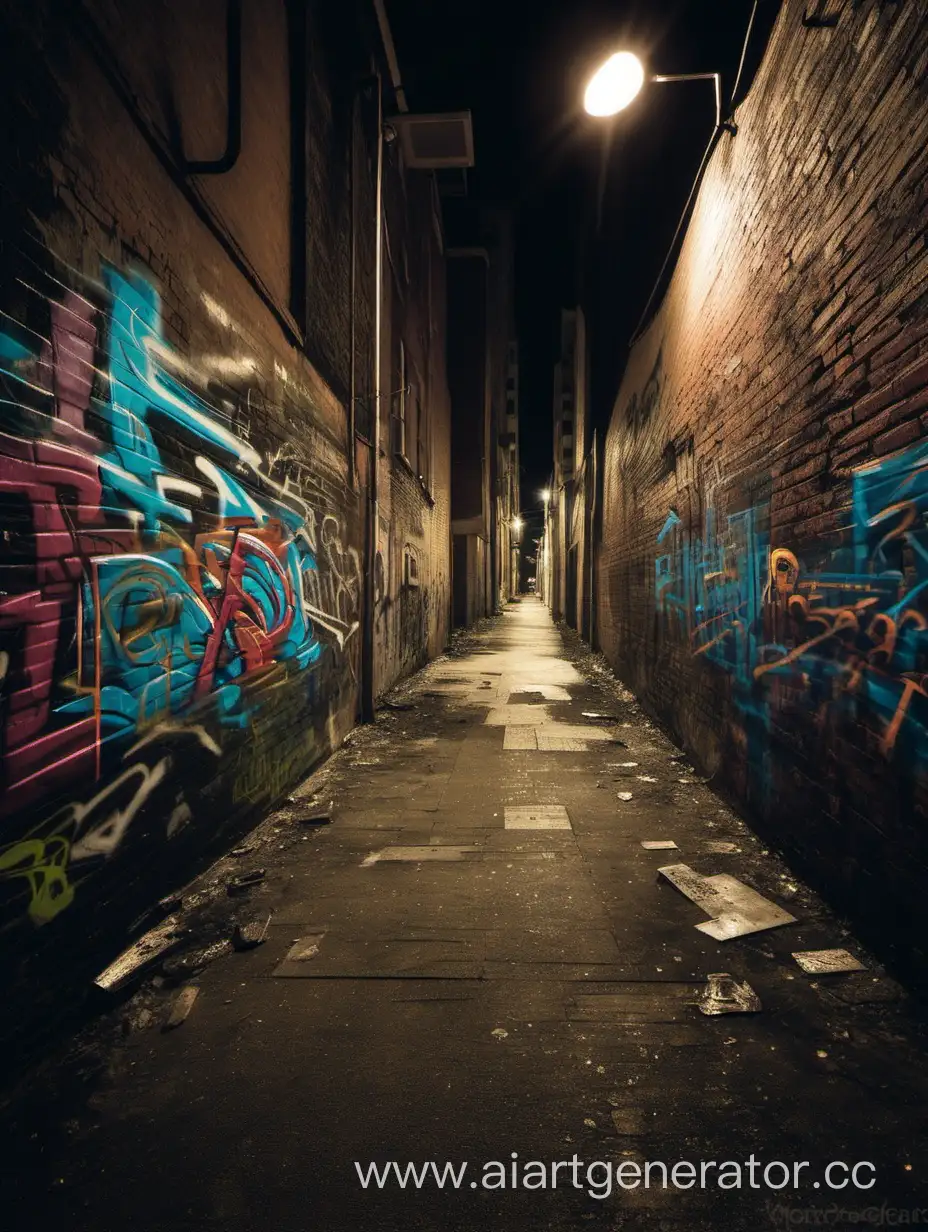 Urban-Nightlife-Vibrant-Graffiti-in-a-City-Alley