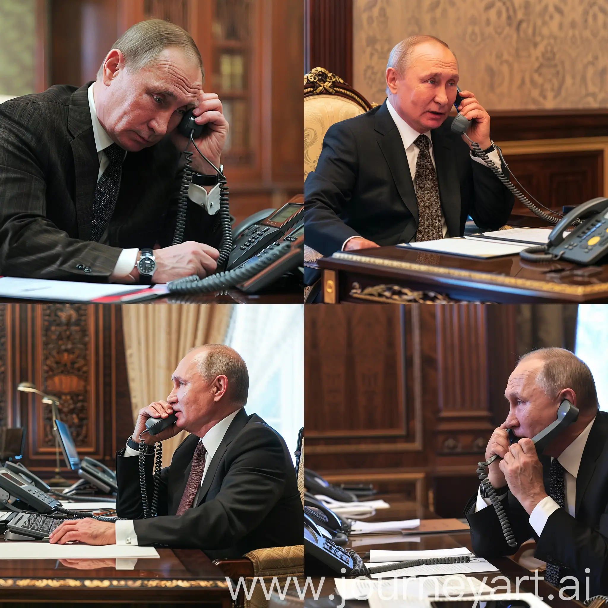 заместитель президента России разговаривает по телефону