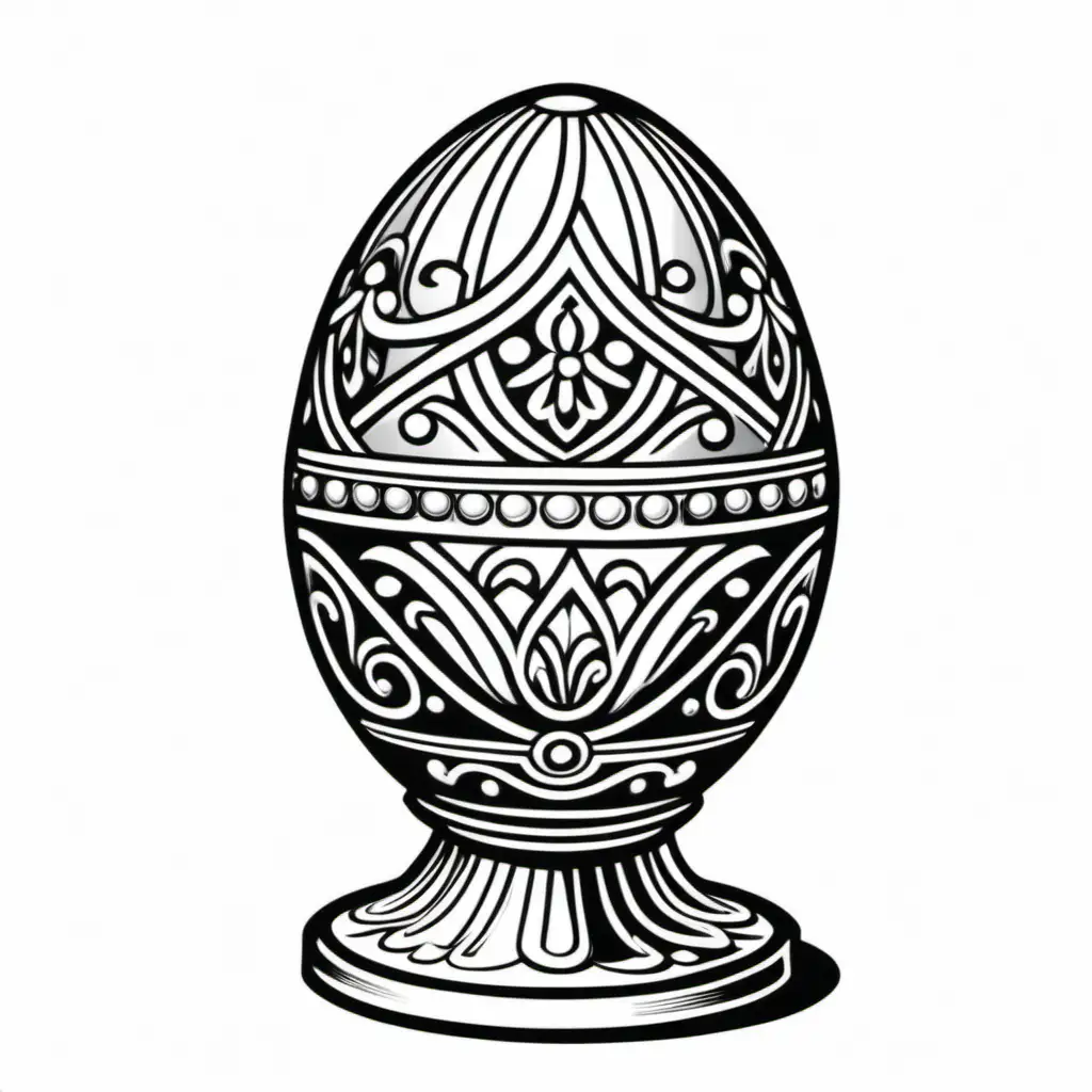 coloring image for kids, solid thick line, Fabergé Egg
