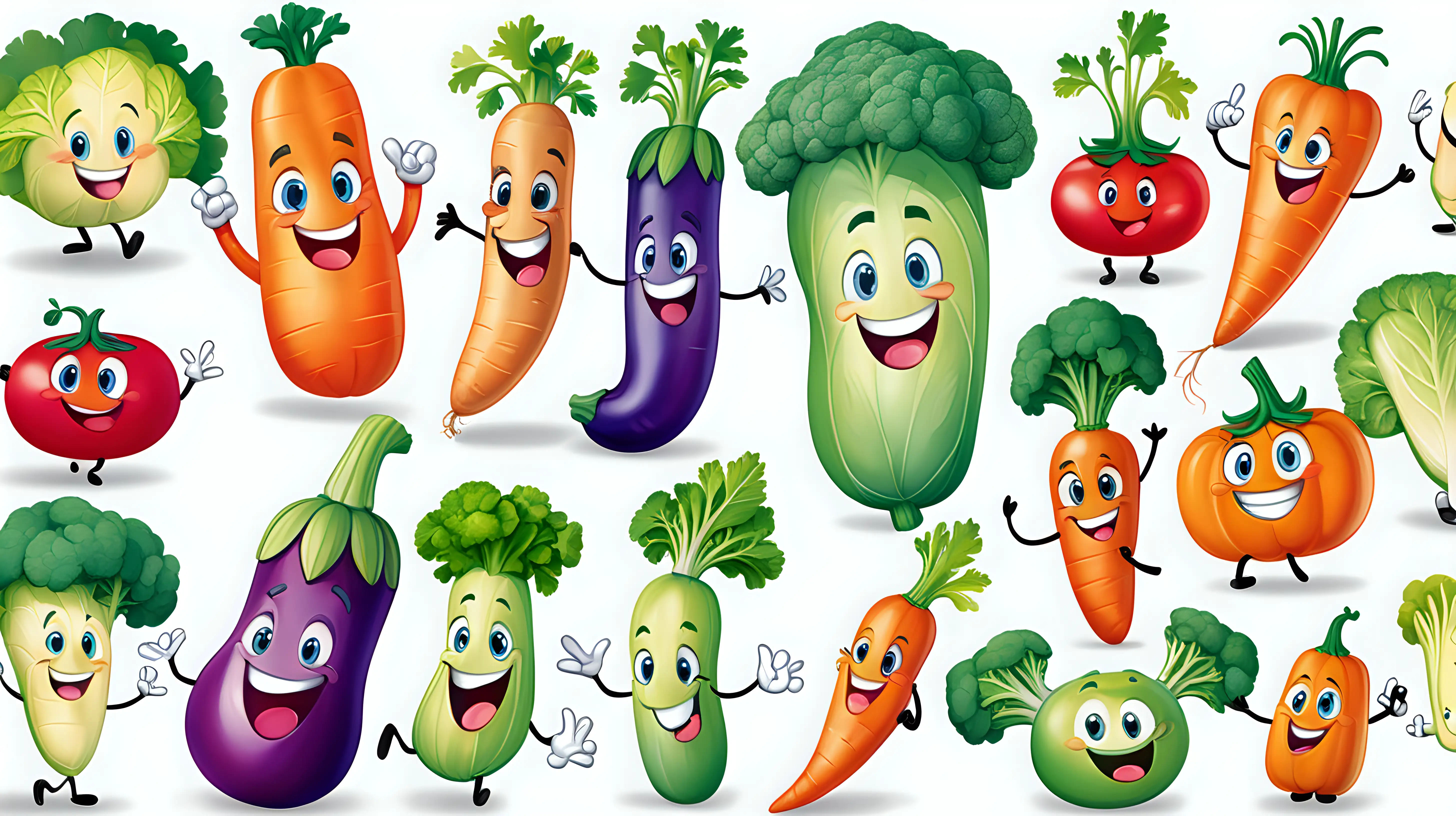 Cheerful Cartoon Vegetable Character Promoting Healthy Habits