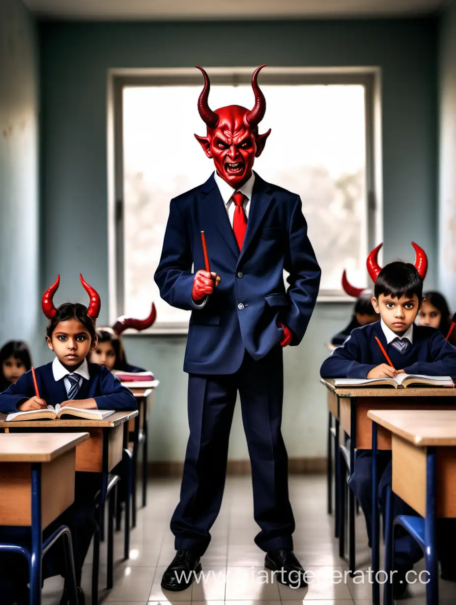 дети учатся в школе стоит перед ними у которые будут их ругать за каждую двойку который перед ними стоит дьявол
