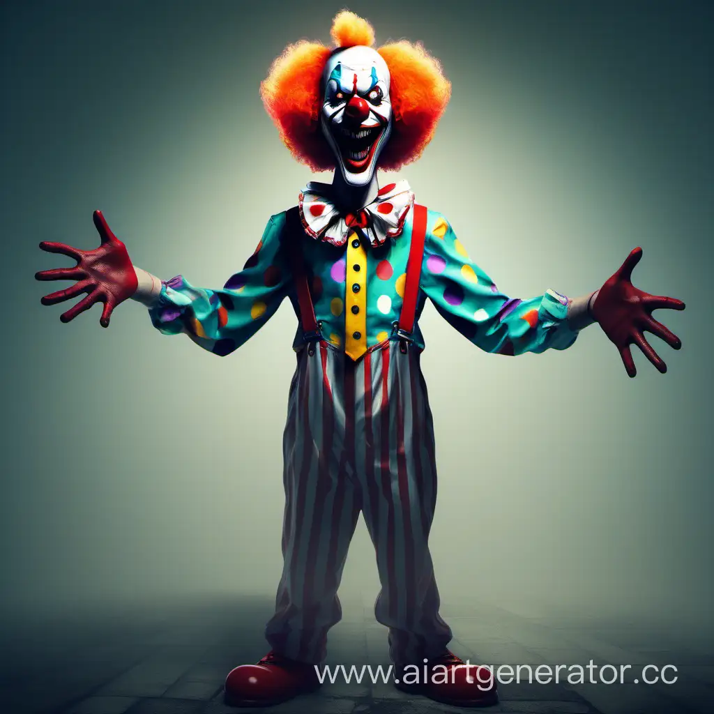 Eerie-Clown-Character-with-Elongated-Arms-in-TPose-SpineChilling-Horror-Game-Art