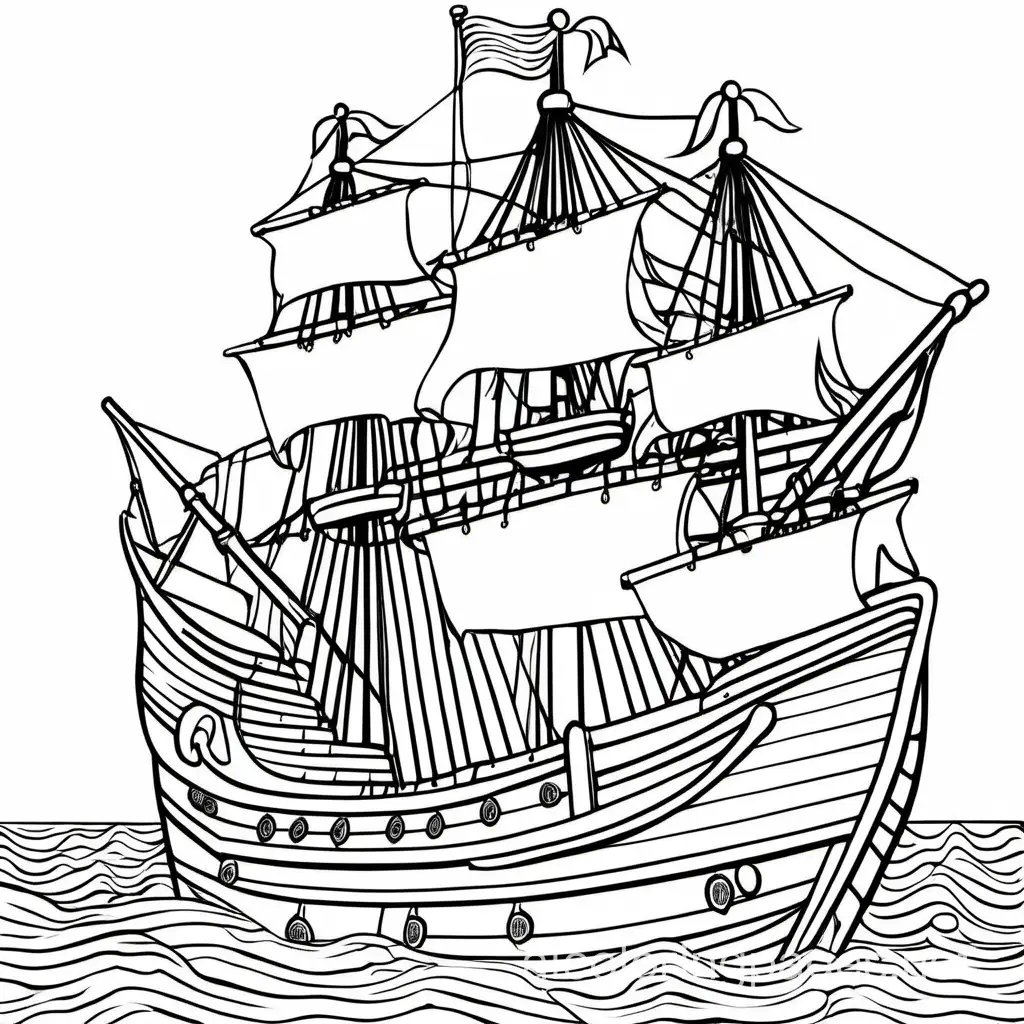 pilgrims on the mayflower ship



, Coloring Page, black and white, line art, white background, Simplicity, Ample White Space. The background of the coloring page is plain white to make it easy for young children to color within the lines. The outlines of all the subjects are easy to distinguish, making it simple for kids to color without too much difficulty