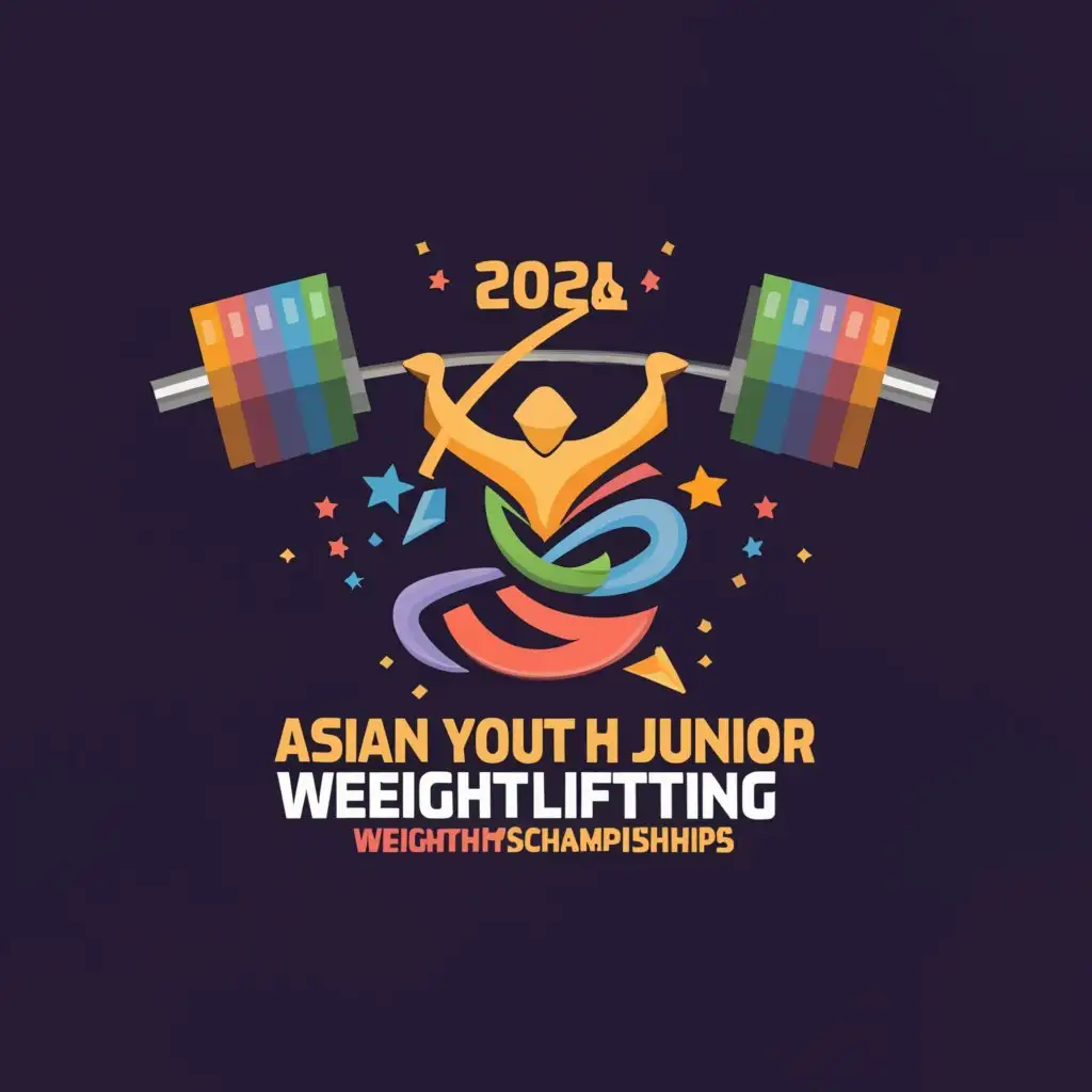 a logo design,with the text "2024 Asian Youth and Junior Weightlifting Championships", main symbol:Olympic Weightlifting Barbell,Moderate,be used in Sports Fitness industry,clear background