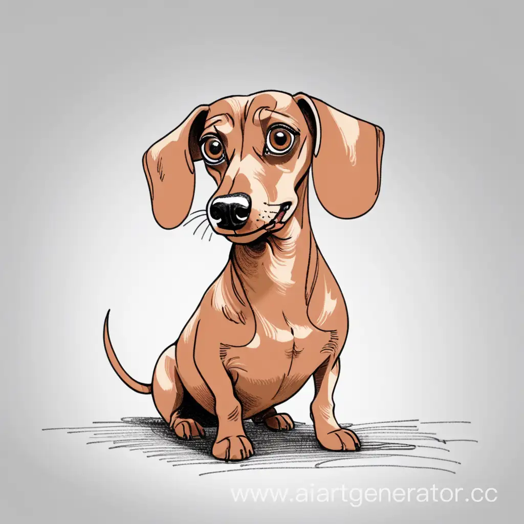 art drawing of a stupid dachshund