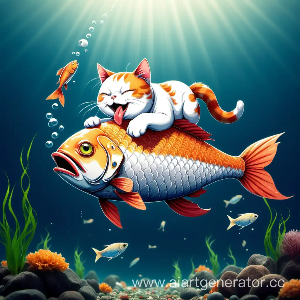 Playful-Cat-Humorously-Interrupts-Fish