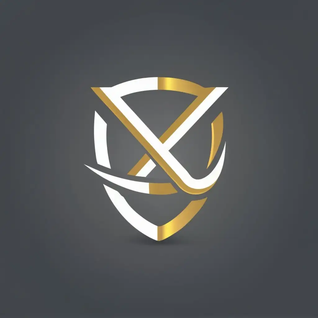 logo, GOLD 3D LOGO of X and A in a shield , be used in REAL ESTATE IN GREECE, with the text "CHANTZOS LAWYER", typography, be used in Legal industry