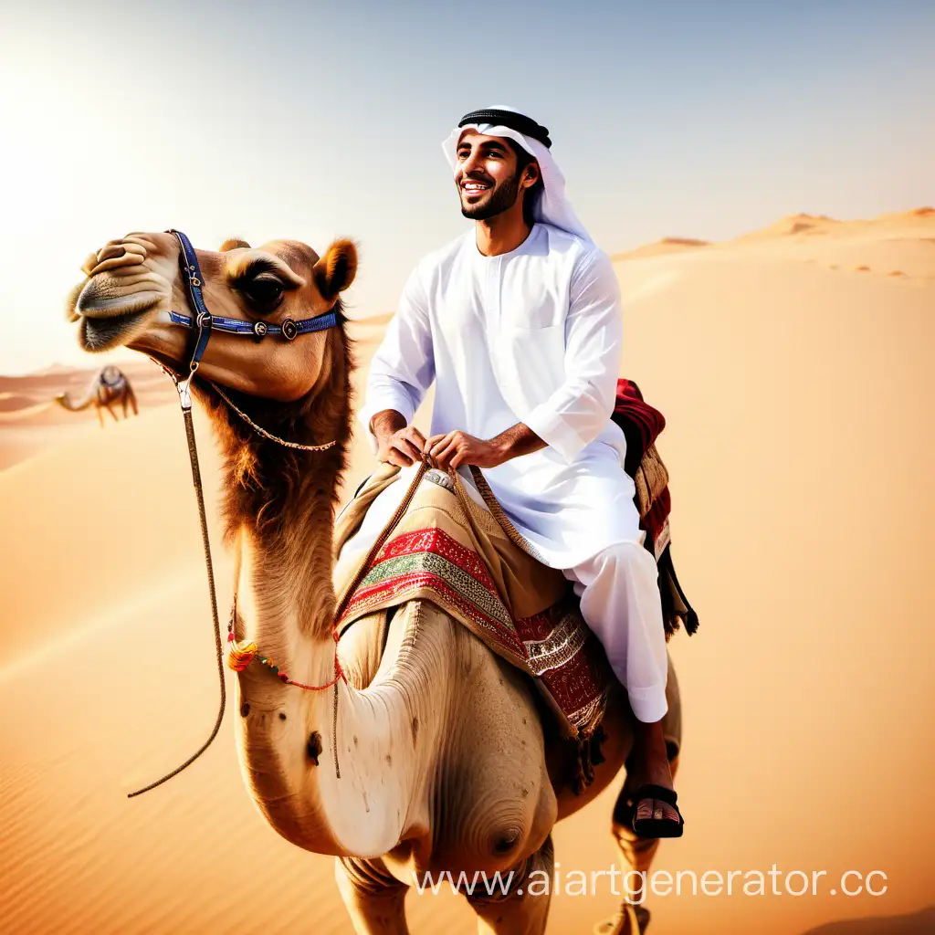 красивый арабский мужчина верхом на верблюде