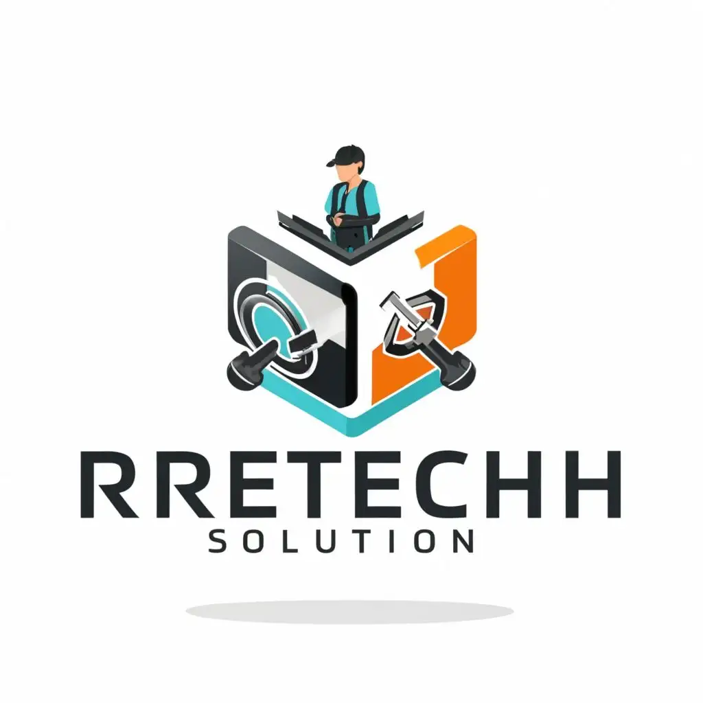 a logo design,with the text "RETECH SOLUTION" don't be "RRETECH" just only "RETECH SOLUTION", main symbol:Laptop technician,Moderate,be used in Technology industry,clear background