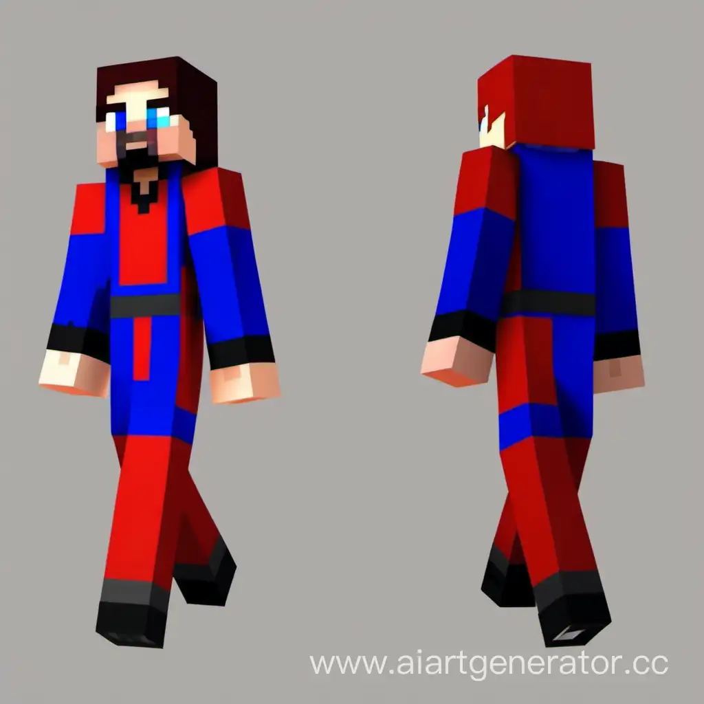 Minecraft-Character-with-RedBlue-Skin-Digital-Avatar-in-Cubic-World