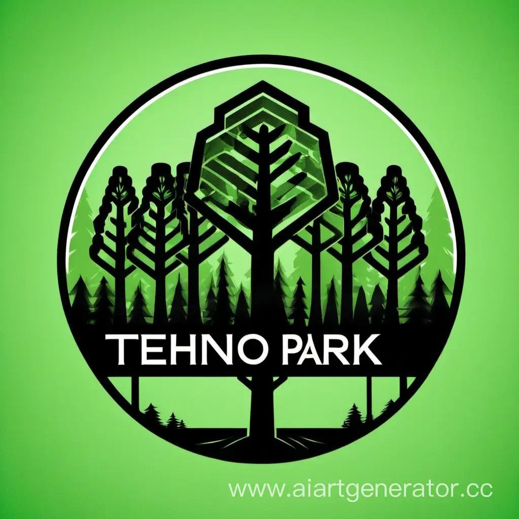 Tehno Park, бытовая техника, деревья, логотип