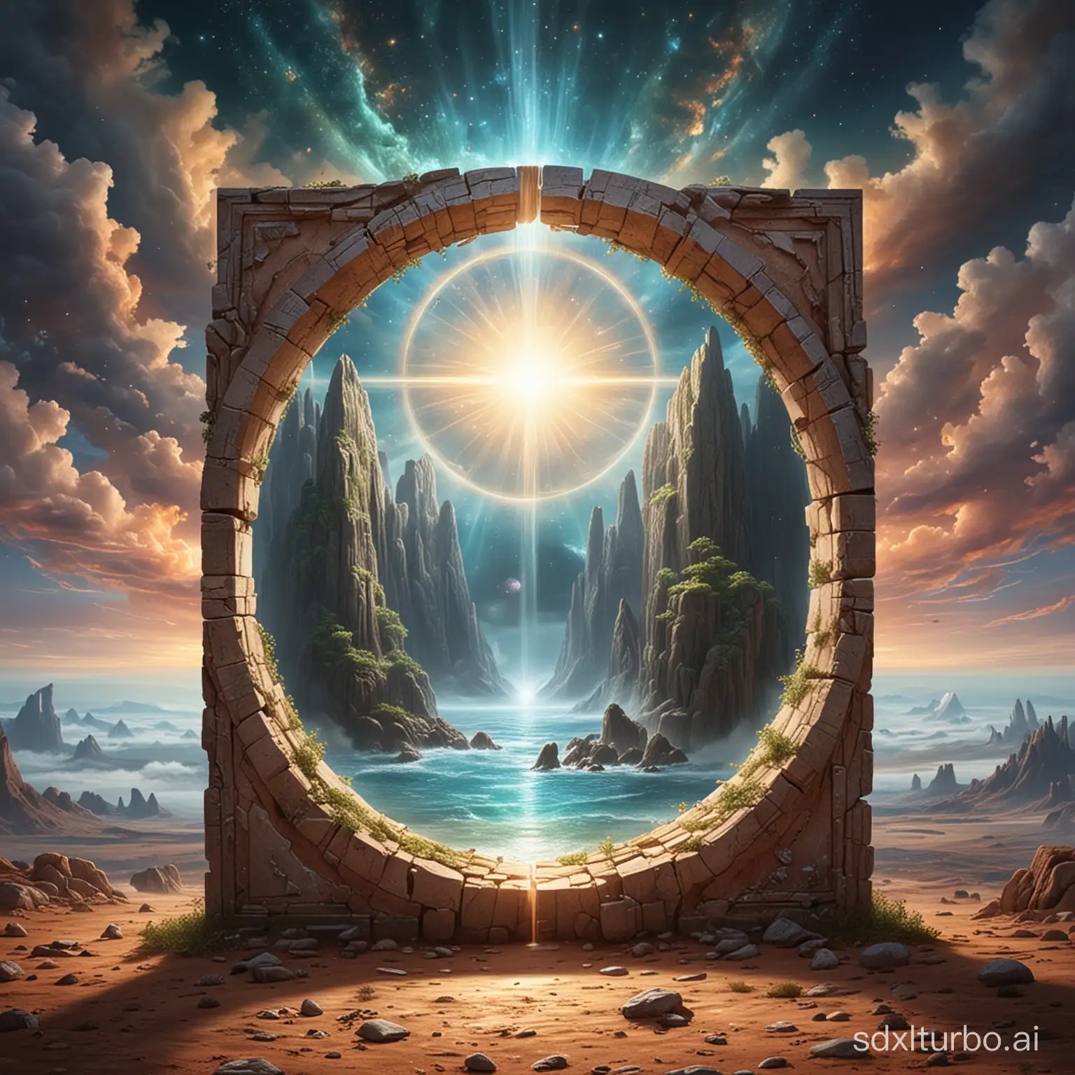 Imaginary portal representing the earthly world with the spiritual world. The materialization of the transition allows the existence of life