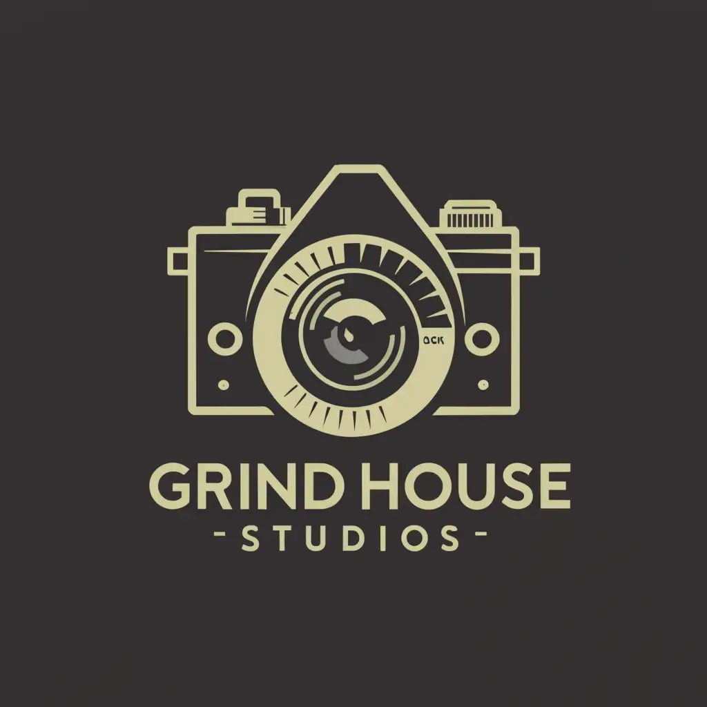 a logo design, with the text Grind House Studios, main symbol: Camera, Moderate, clear background