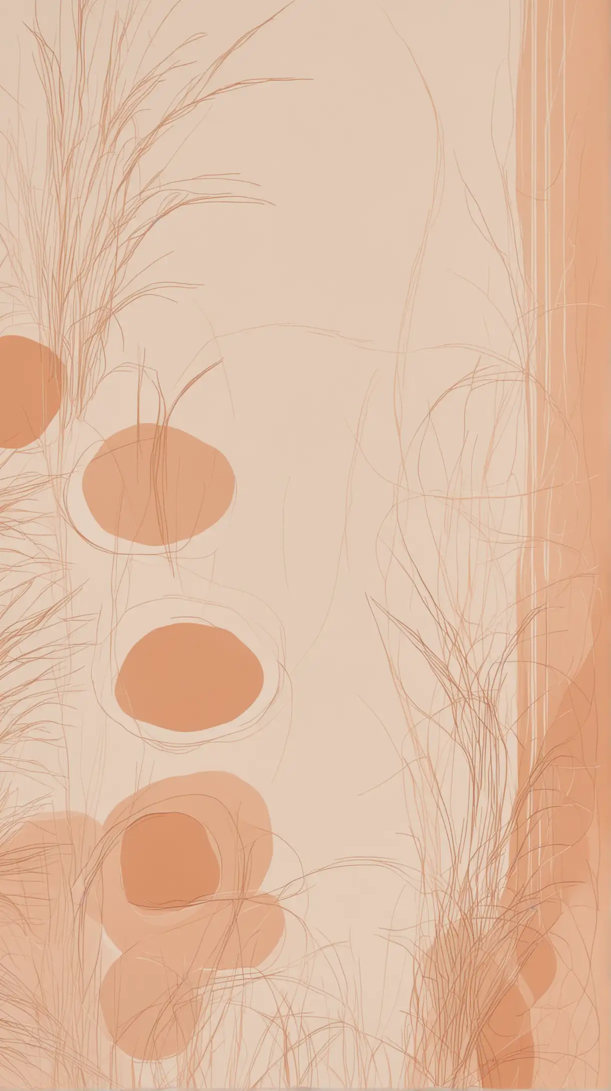 Minimal Boho, Abstract Mid-Century Modern Lineart shades of warm-toned neutral peach fuzz and beiges
