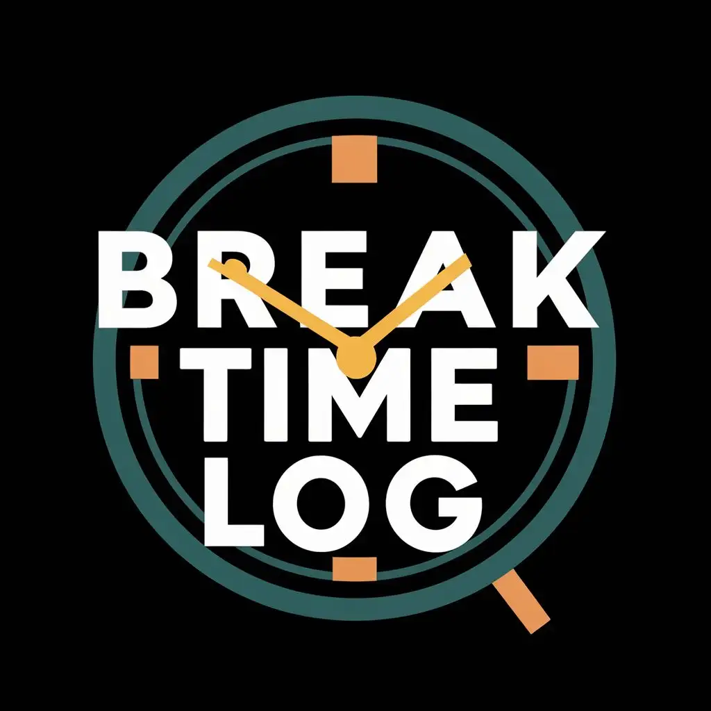 logo, Clock, with the text "Break Time Log", typography