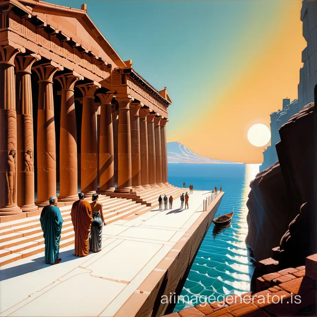 syd mead landscape greek architecture trompe l´oeil sartorialist modern couple moebius style eclipse photorealism piranesi