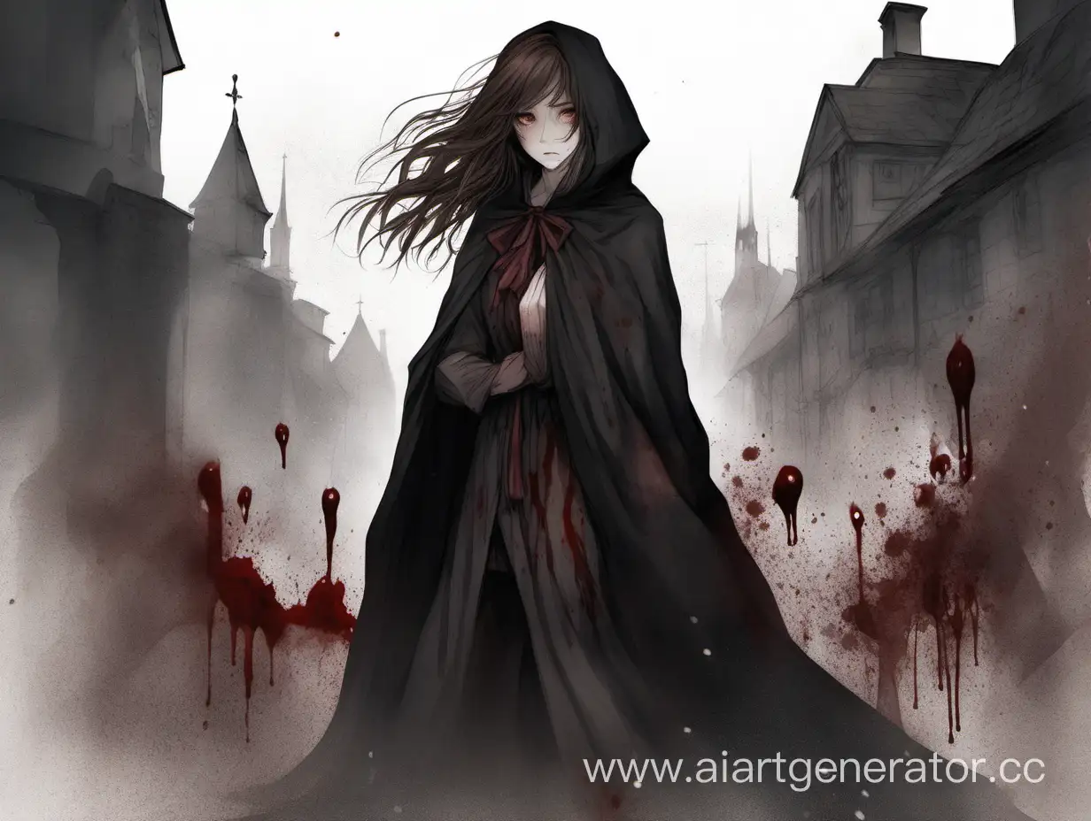 Mysterious-Girl-in-Black-Cloak-with-BloodStained-Hands