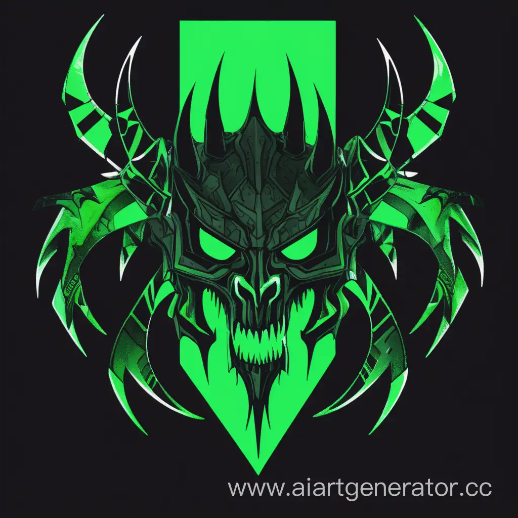 Otherworldly-Glitchy-Demons-Clan-Flag-in-Green-and-Black-Universe-Pattern