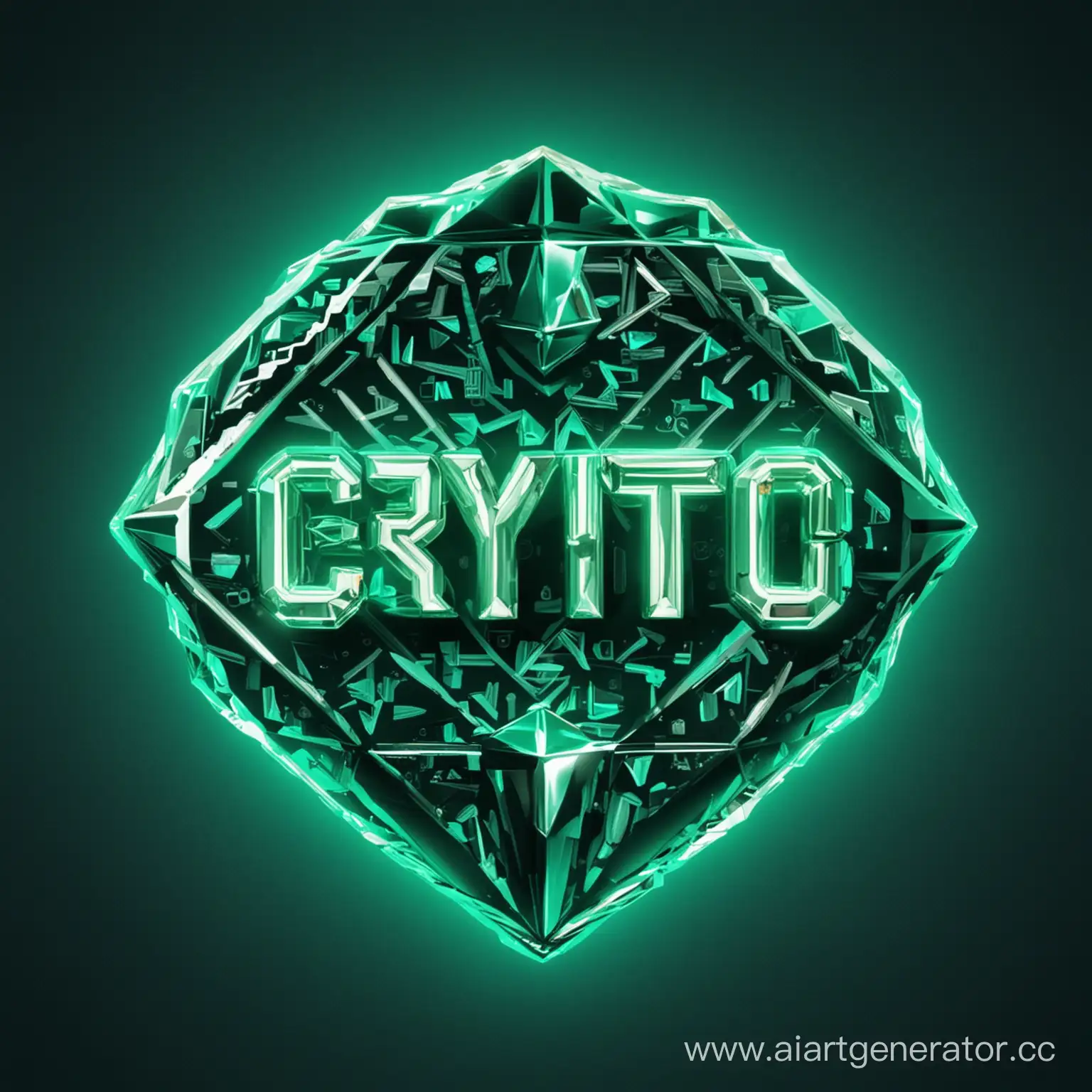 Dark-Green-Neon-CRYPTO-GAME-Inscription-on-Turquoise-Diamond-Background