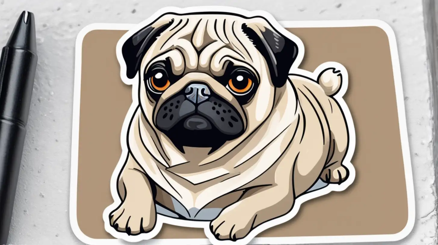 Adorable Pug Dog Sticker with Playful Expression