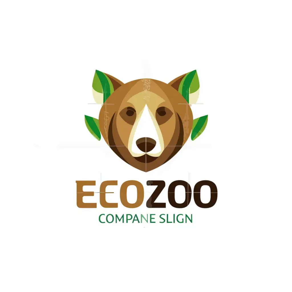 a logo design,with the text "eco zoo", main symbol:bear plant,Moderate,be used in Animals Pets industry,clear background