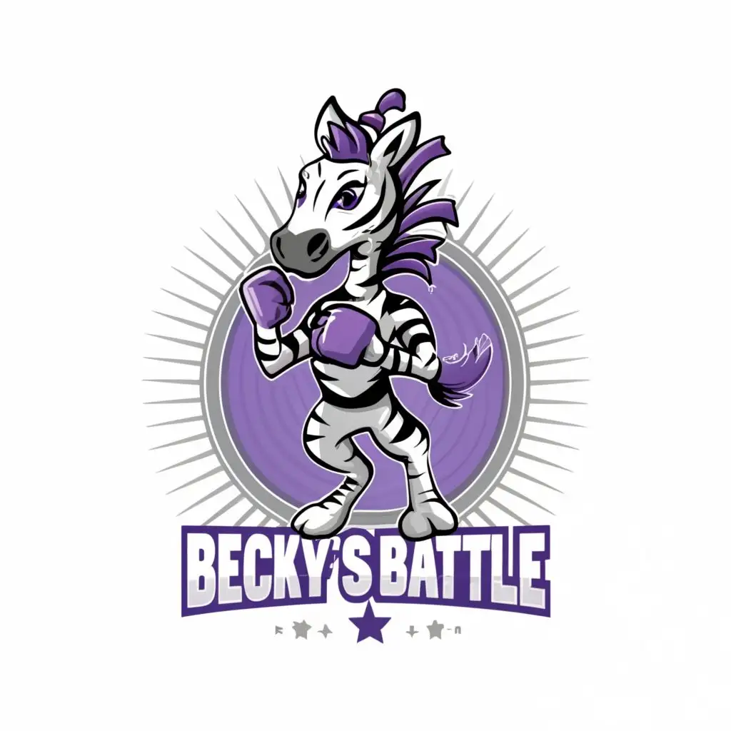 LOGO-Design-For-Beckys-Battle-Inspiring-Boxing-Zebra-Praying-with-a-Purple-Bow