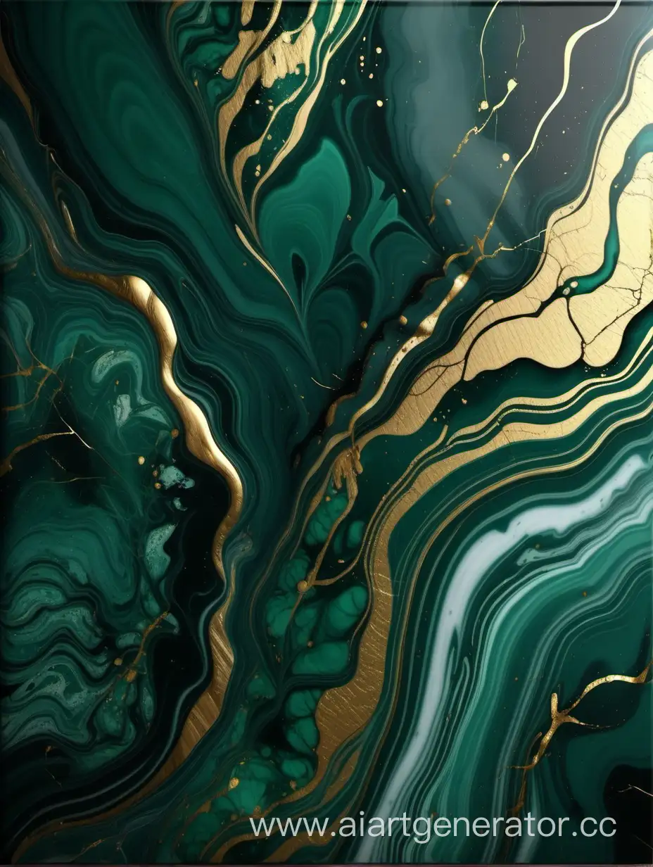Dark green marble texture background. Marble fluid art with golden veins