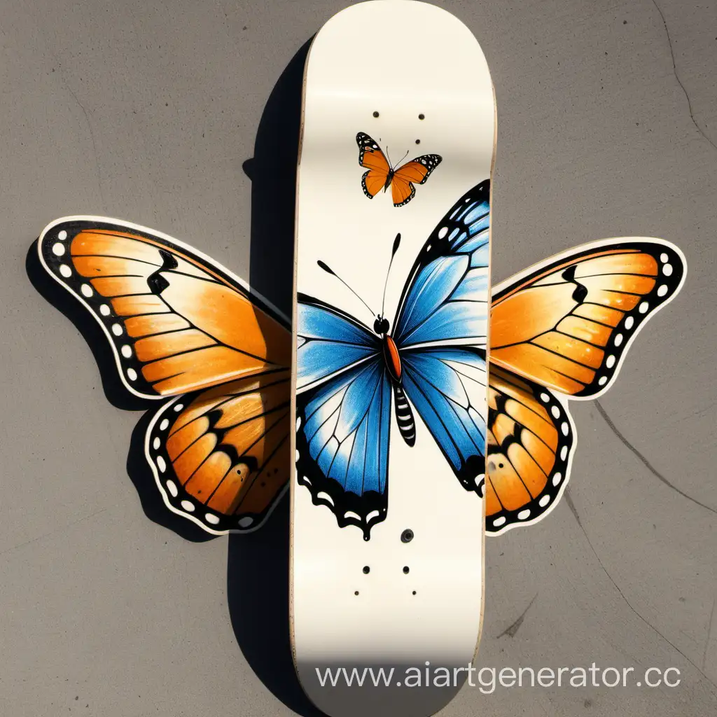 butterfly drawings on a skateboard