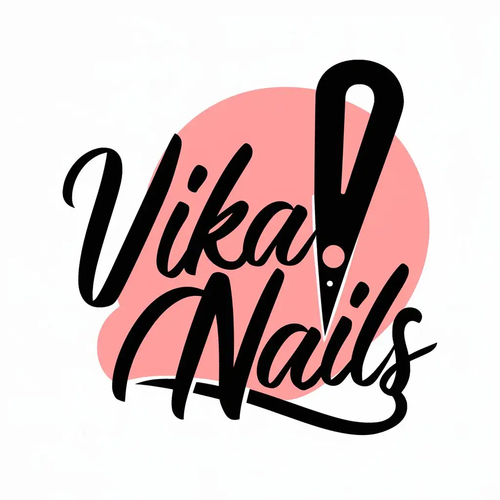 I need a logo for a website on the theme of manicure master, the name of the store itself "Vika nails" should mainly be dominated by pink and black