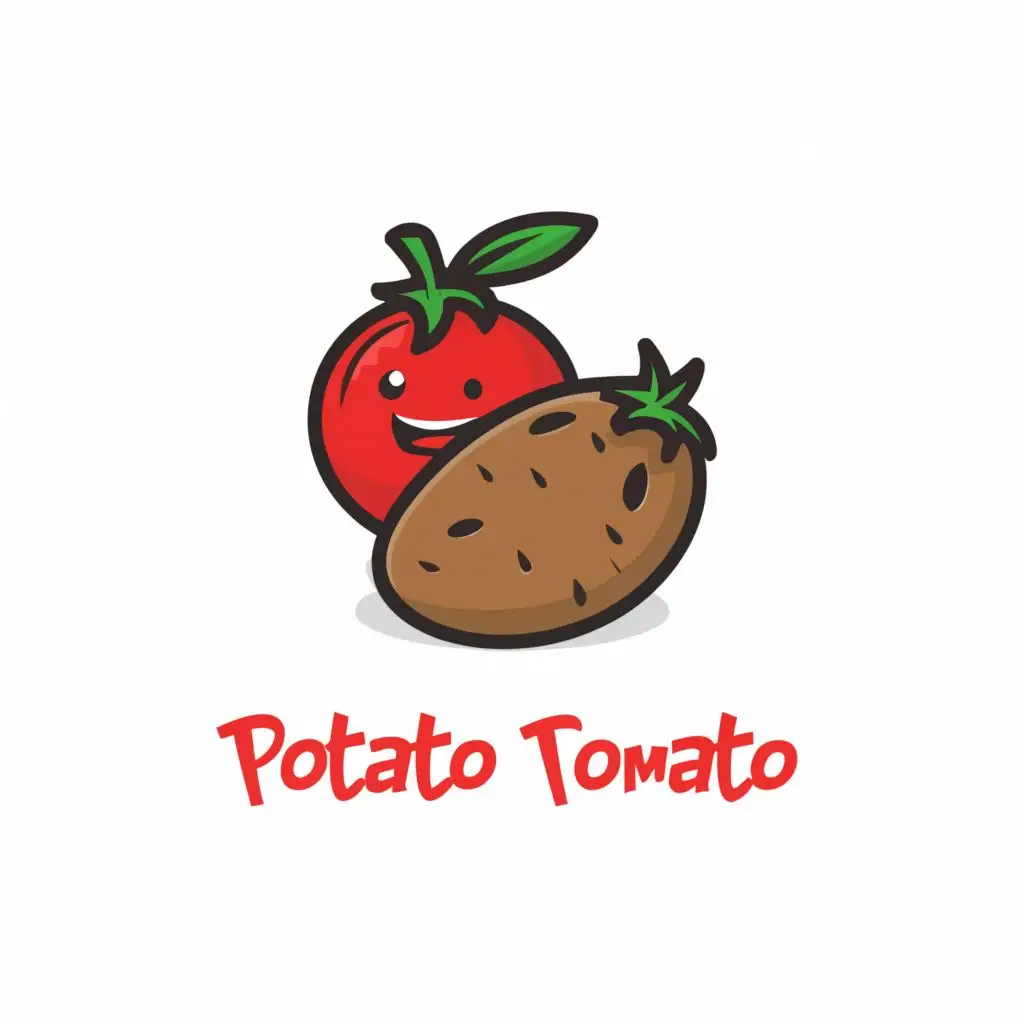 a logo design,with the text "potato tomato", main symbol:a tomato with a potato,Moderate,clear background