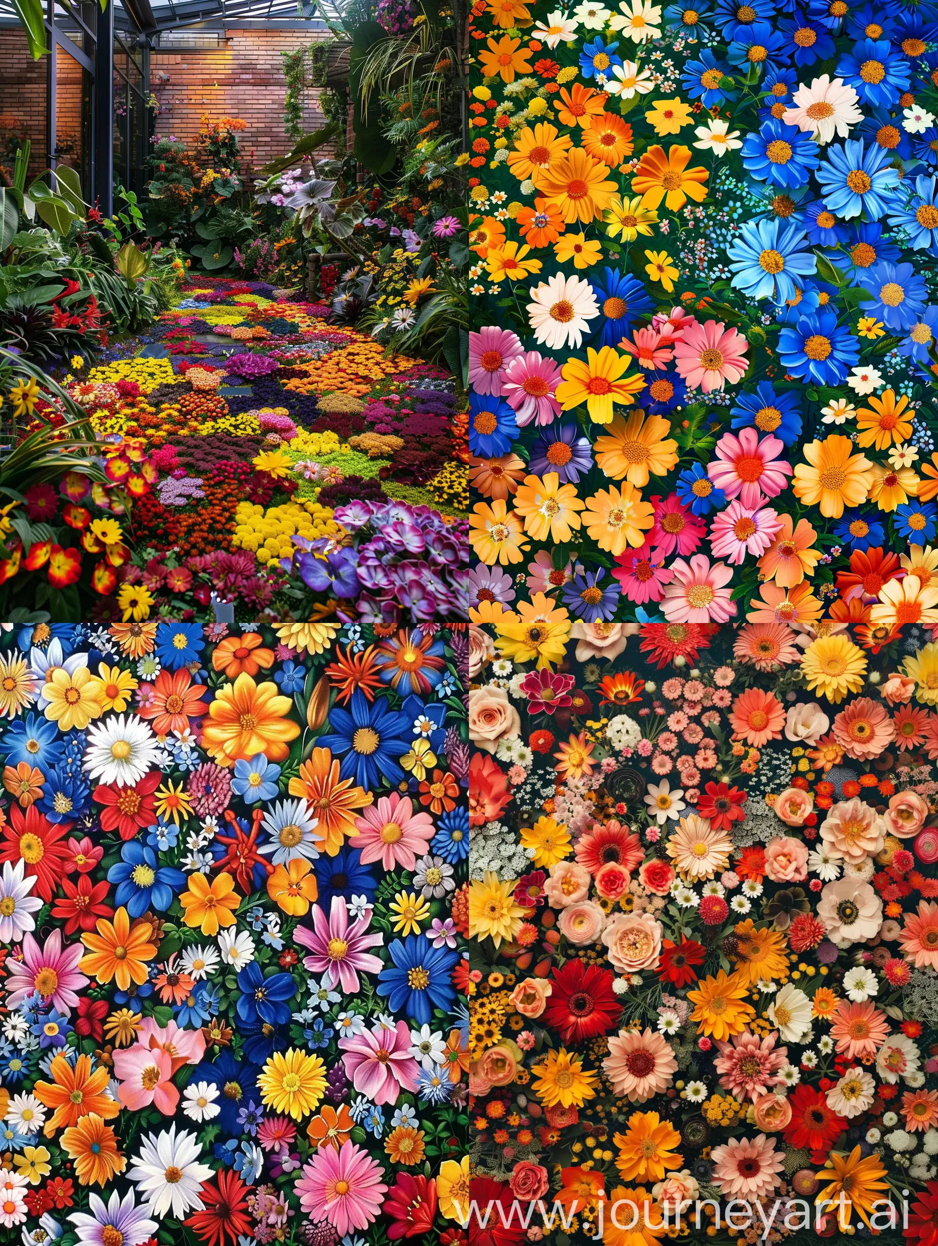 A flower carpet that is designed as a pixel
