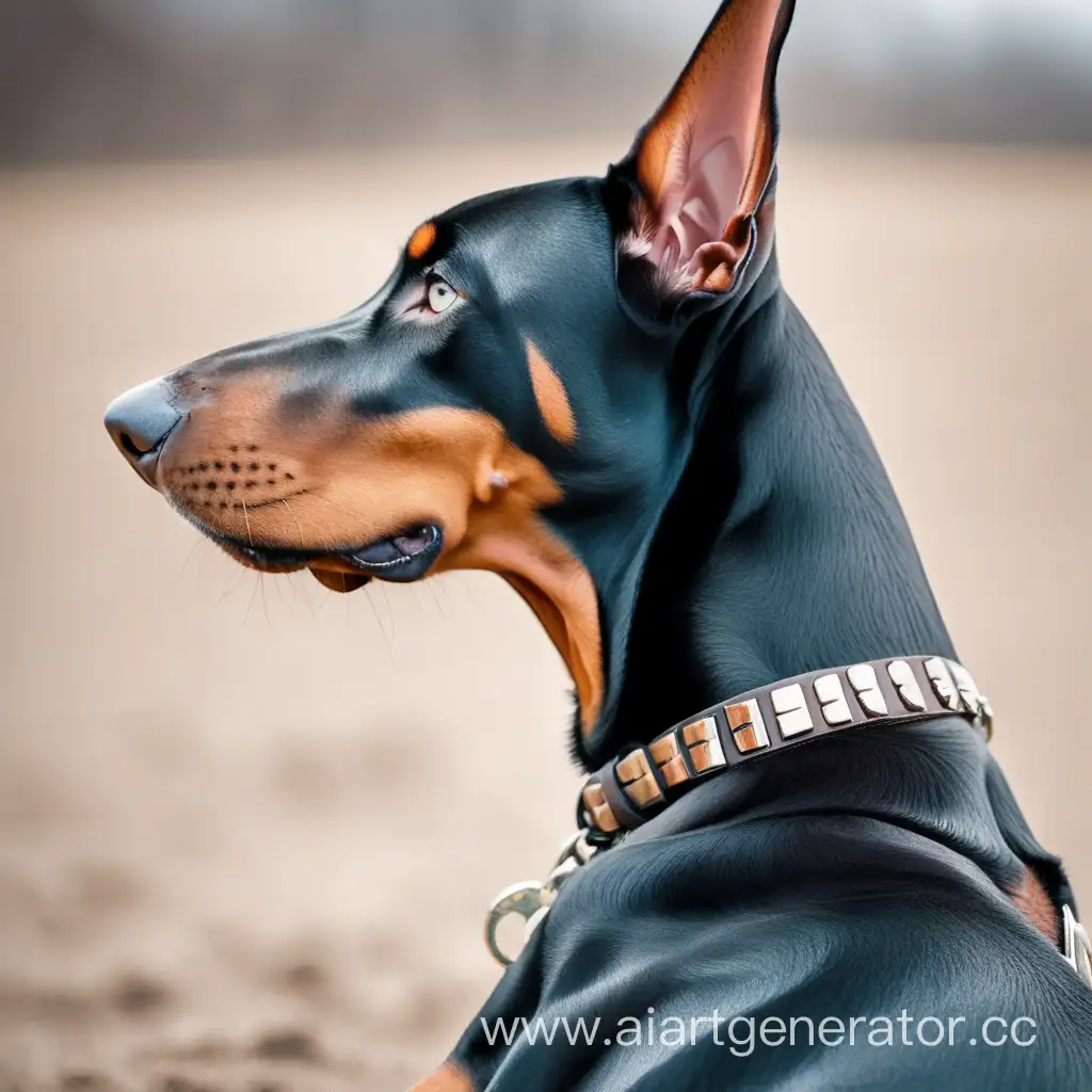 Alert-Doberman-with-Bared-Teeth-Gazing-into-the-Distance