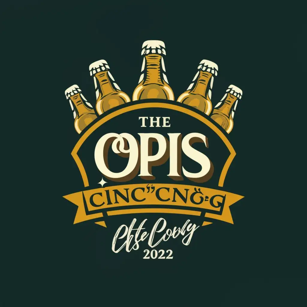 logo, BEER BOTTLES, with the text "THE OPIS CINCONG EST. 2022", typography