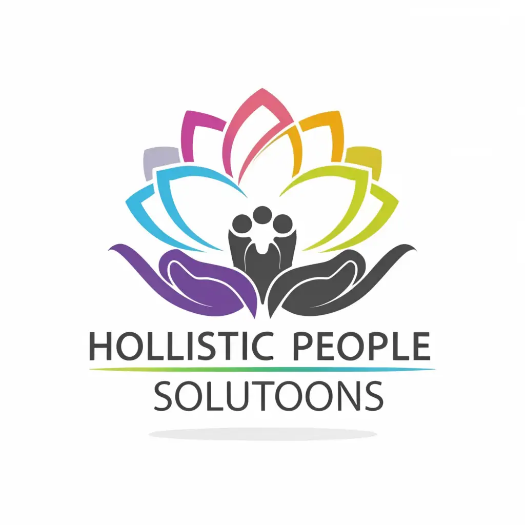 a logo design,with the text "Holistic People Solutions", main symbol:Lotus Flower and add human hands.,Moderate,clear background