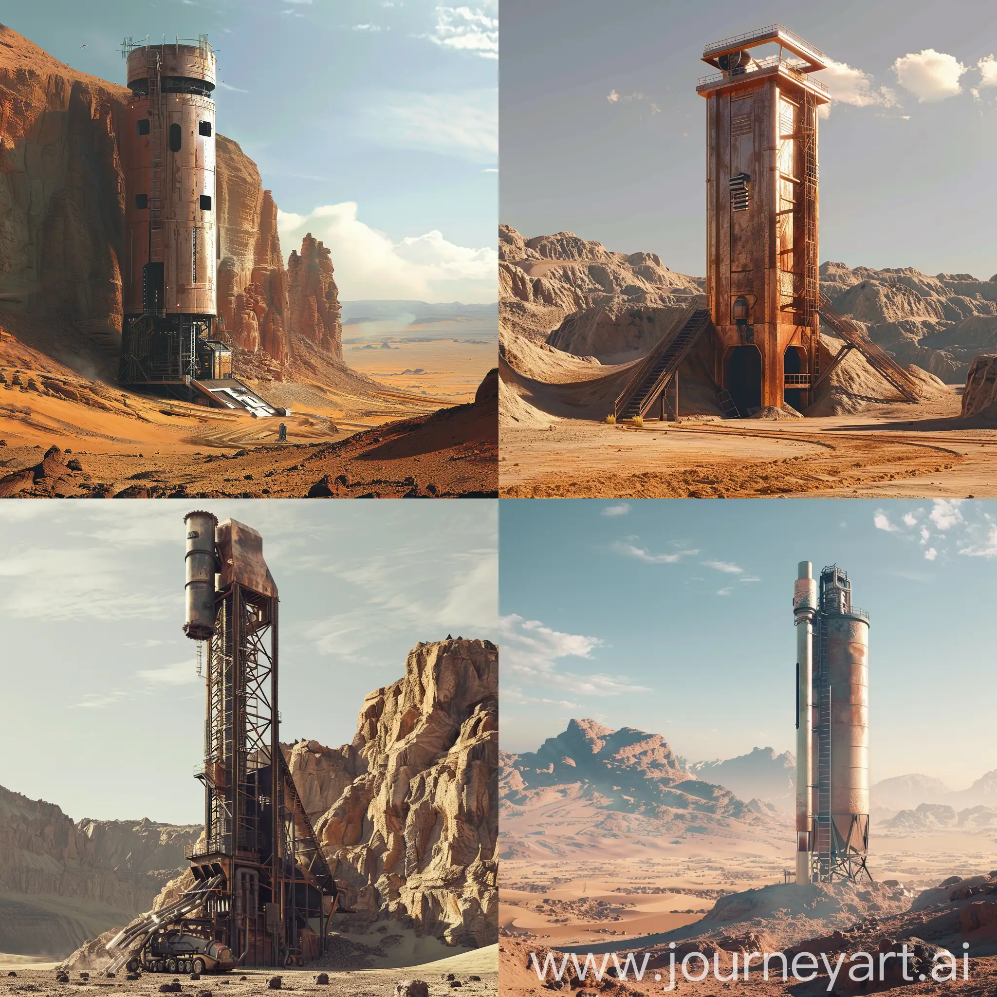 Mining tower in the desert sci fi