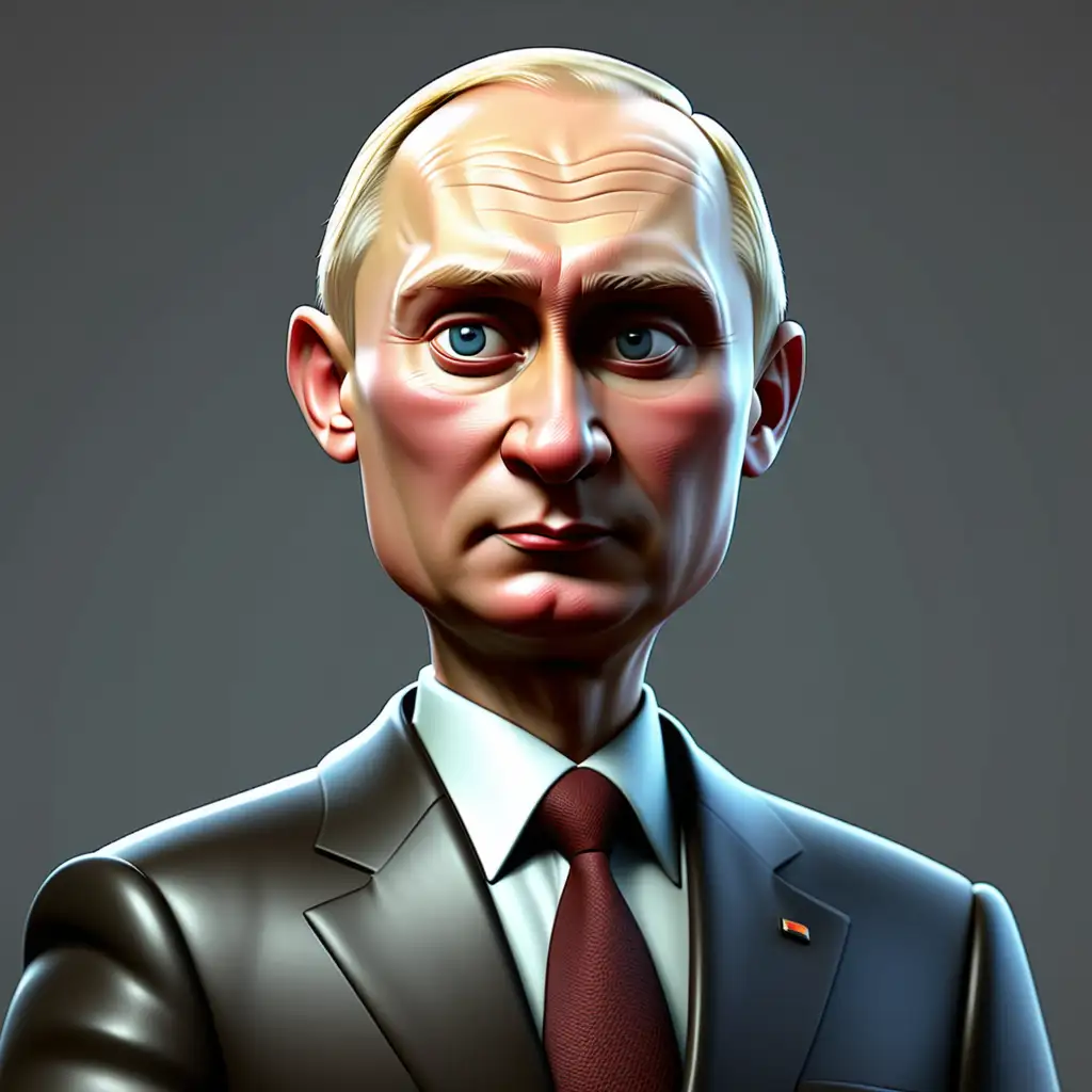 Vladimir Putin 3D Cartoon Digital Illustration of the Russian Leader in Animated Form