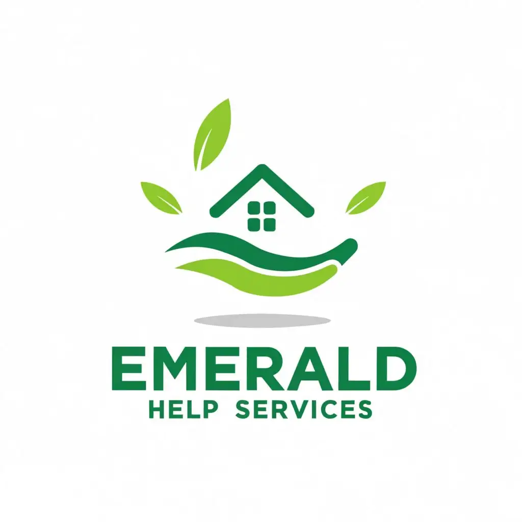 a logo design,with the text 'Emerald Help Services', main symbol:Home Water Grass,Moderate,be used in Home Family industry,clear background