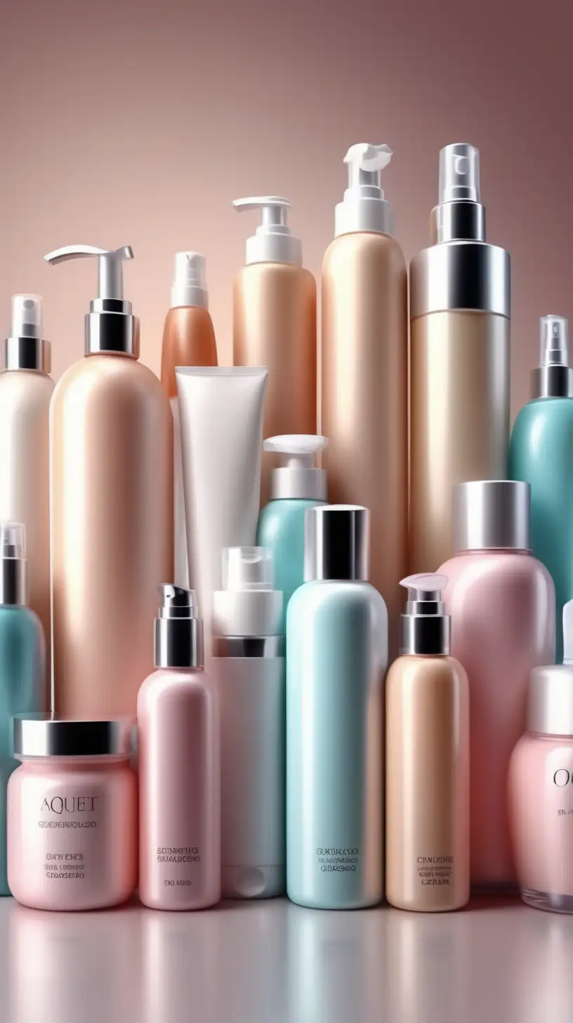 Affordable Cosmetic Products Array in Tranquil Tones Bottles Creams Shampoos More