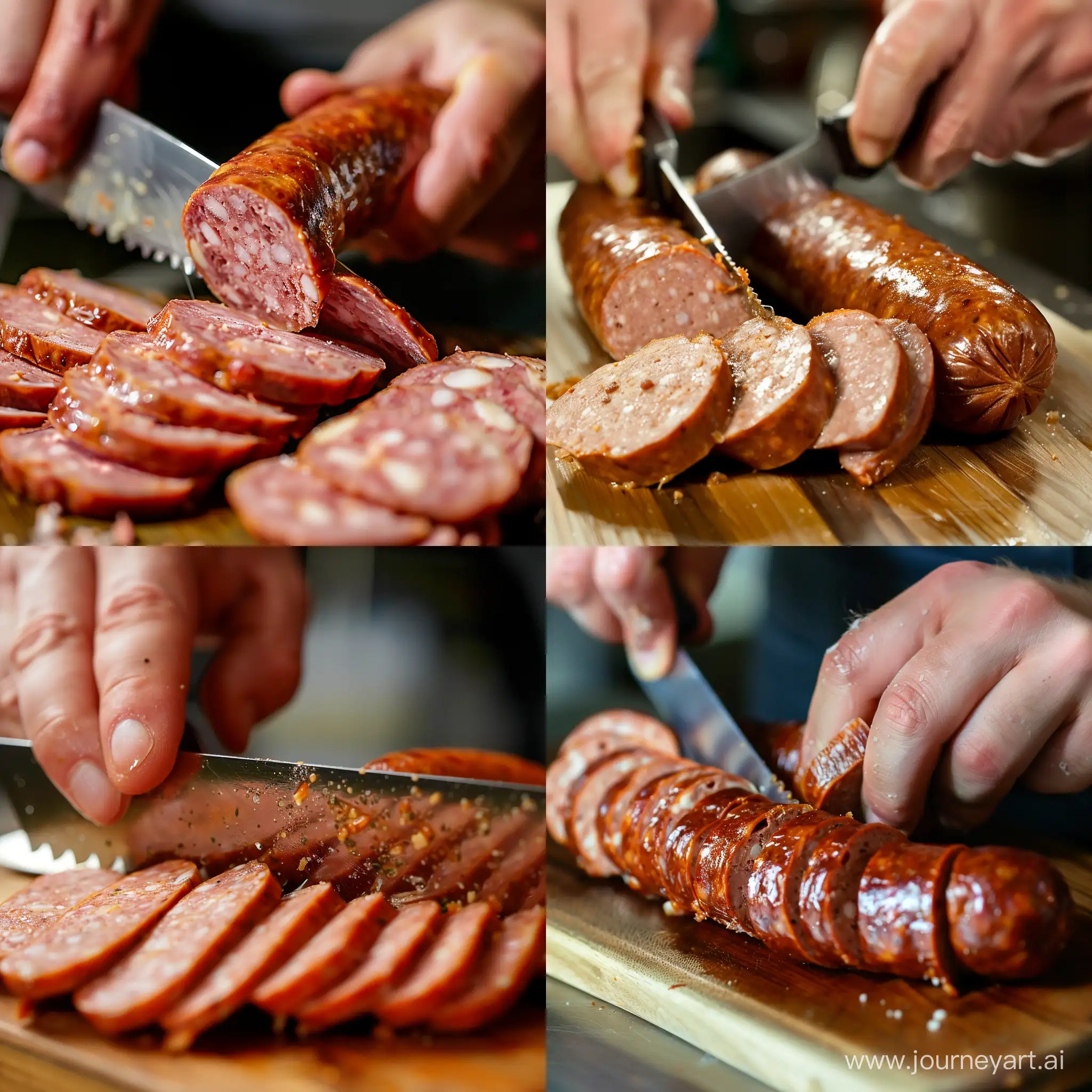 Slicing-Sausages-in-a-Vibrant-Kitchen-Setting
